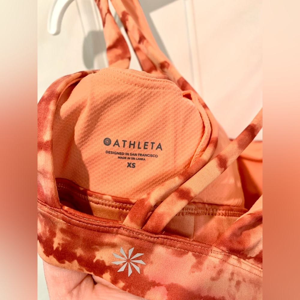 Athleta NWT Exhale Printed Sports Bra A-C Cup Tahiti Island Coral Strappy Sz Xs - Picture 8 of 10